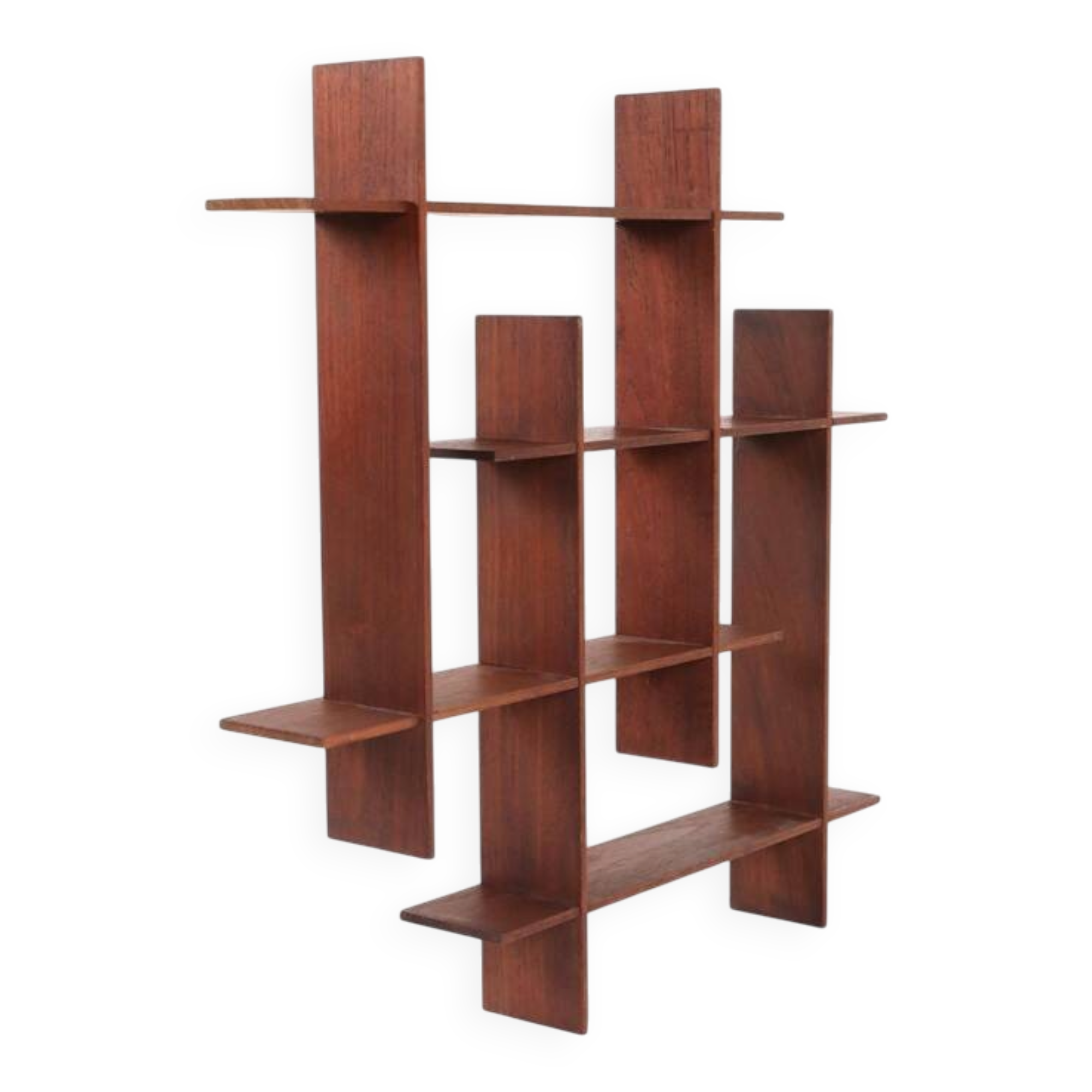 Rare, sculptural teak wall shelf / Mid-century Danish modern design / 1960s minimalism