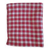 Old tablecloth with red and white checks. Made of thick cotton.