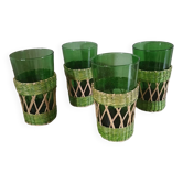 4 verres à orangeade avec base tressée