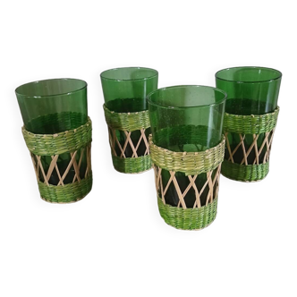 4 orangeade glasses with braided base