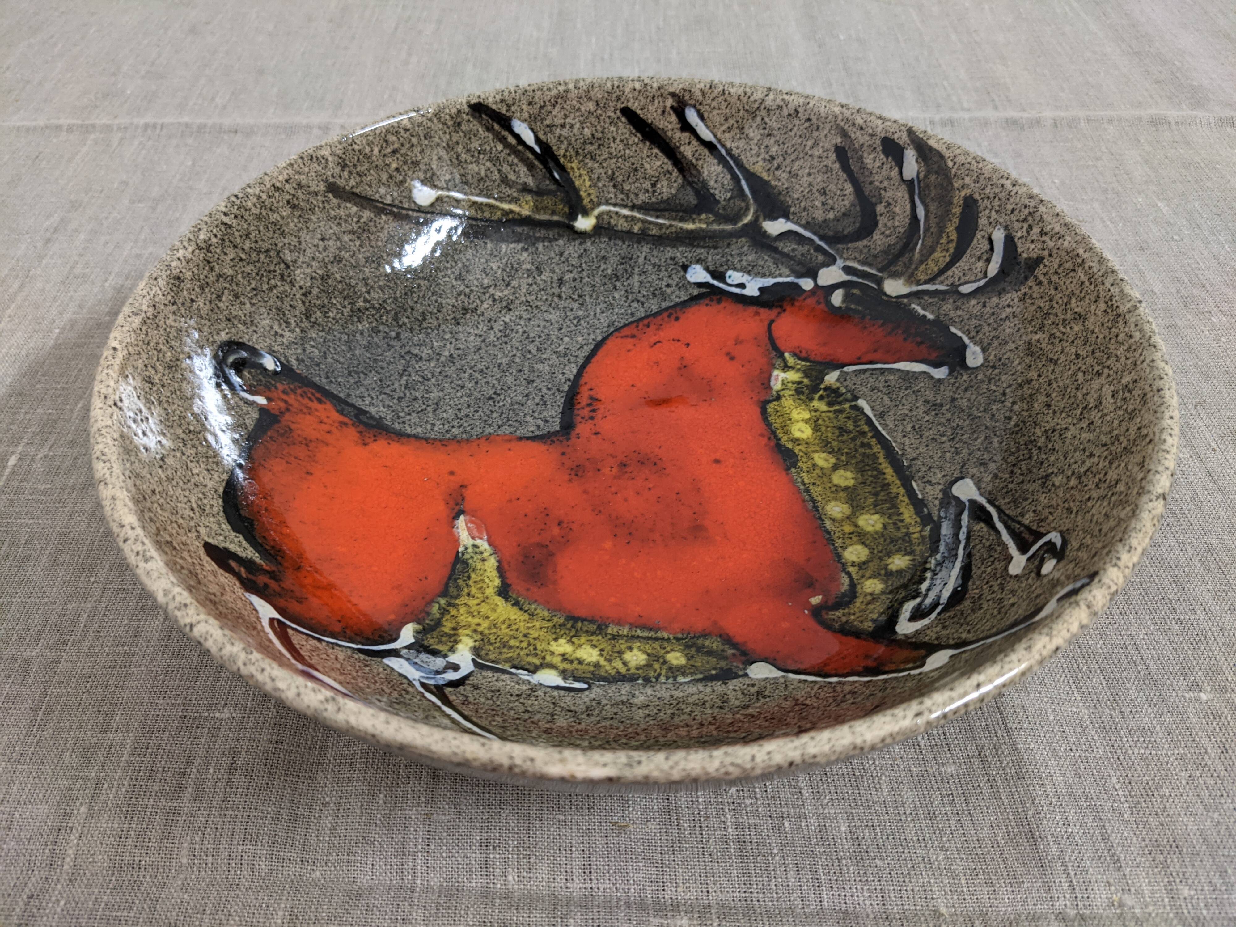 Hollow earthenware dish signed Gehel 50s/60s