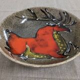 Hollow earthenware dish signed Gehel 50s/60s