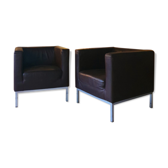 Pair Of Cube armchairs Giulio Marelli Paris Airport 20th