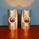 Pair of Space Age wall sconces in brushed aluminium, 1970.