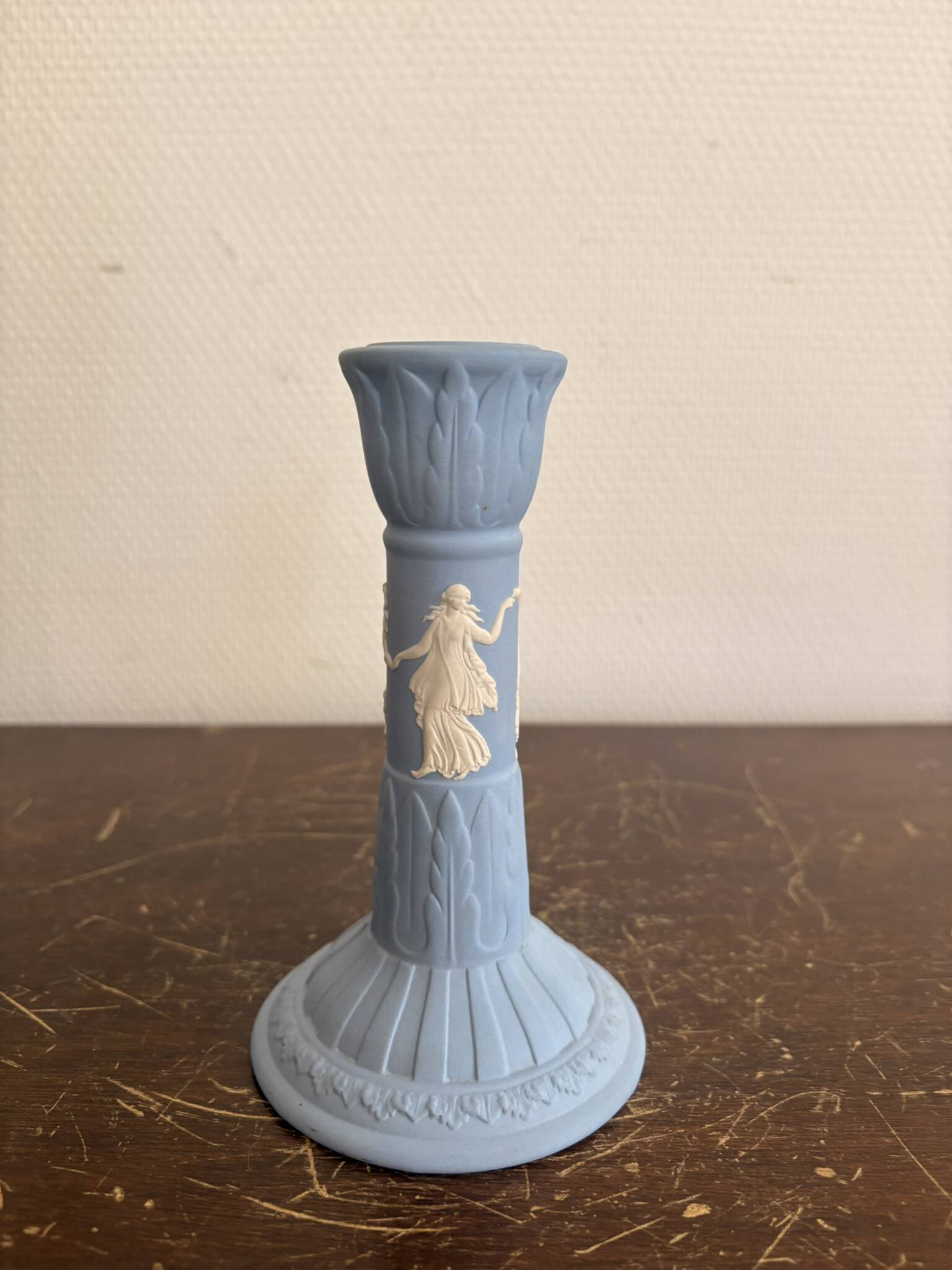 Wedgwood Blue and White Jasperware Vintage Candle Holder English Ceramics