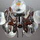 Mazzega chandelier in murano glass, chrome and wood, 1970's
