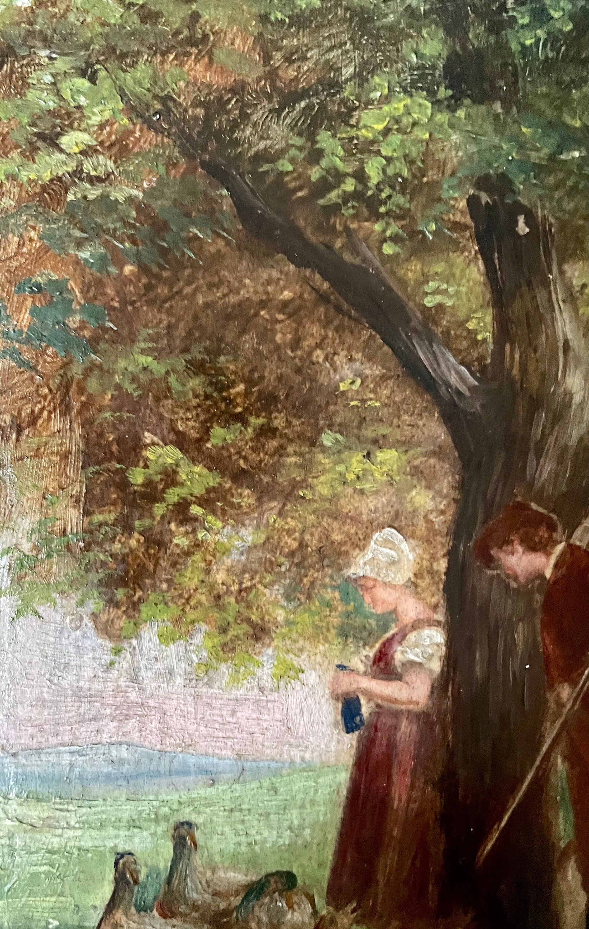 French Farm Scene Oil Painting