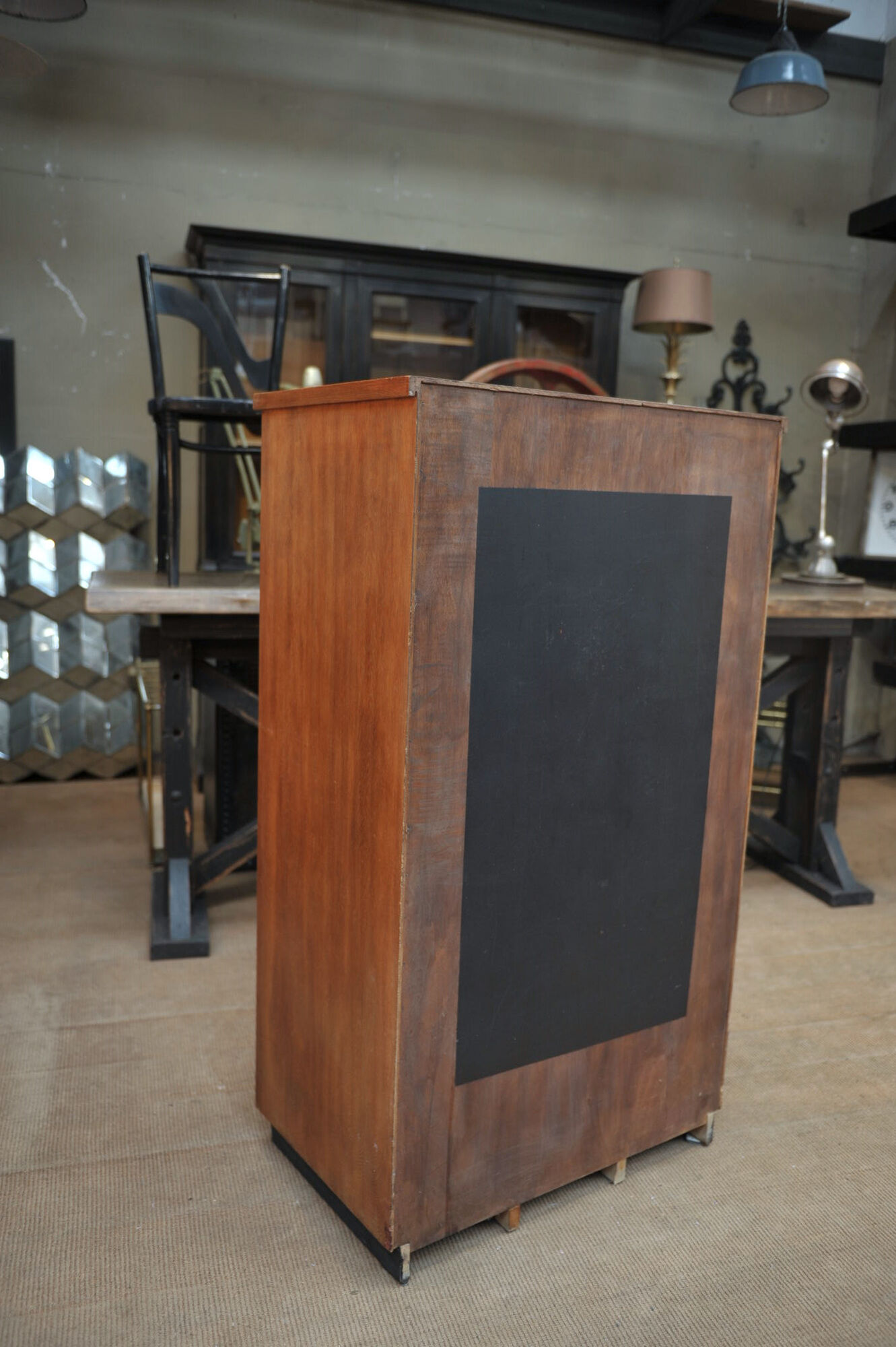 Office furniture has oak drawers 1950 brass handles and label holders