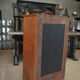Office furniture has oak drawers 1950 brass handles and label holders