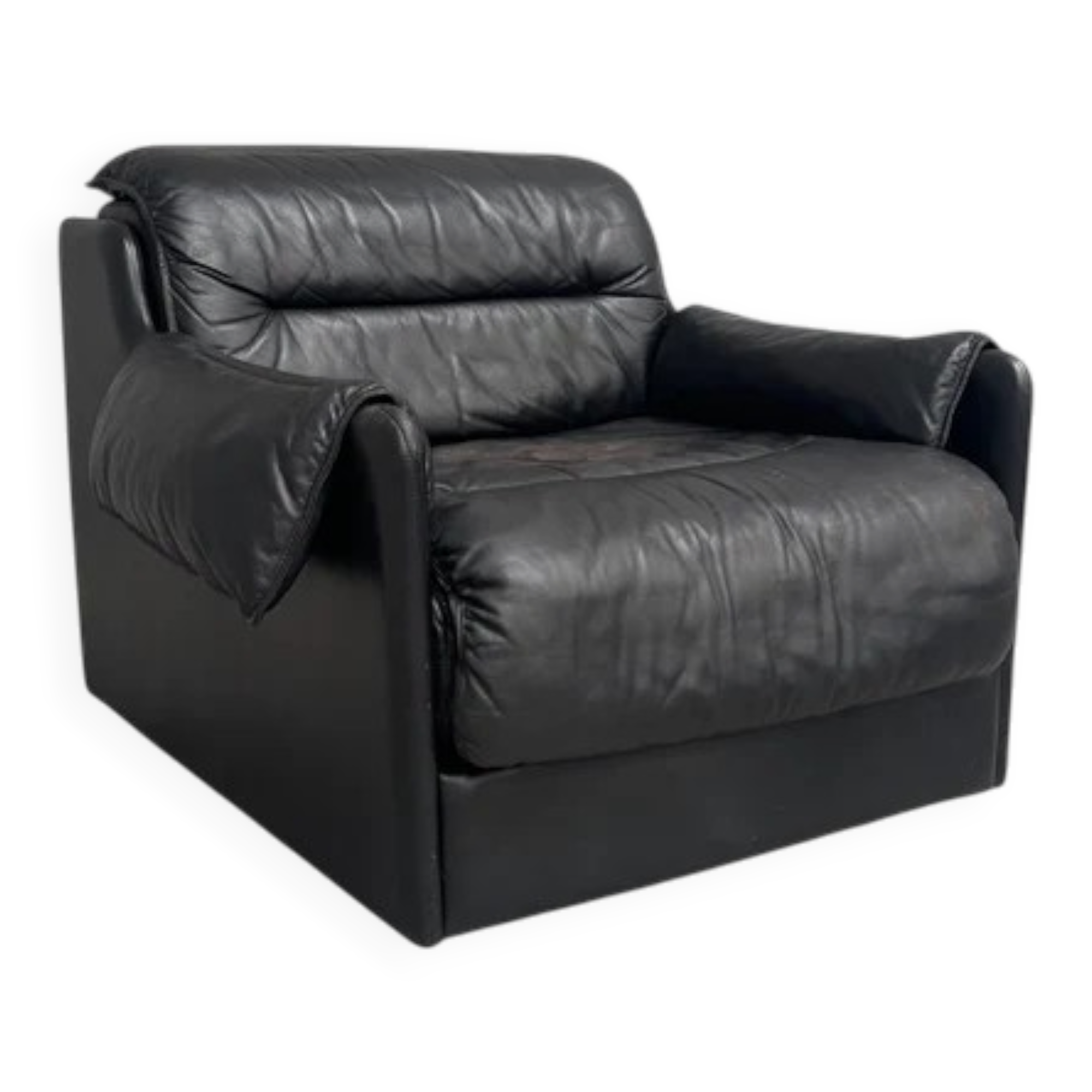 Black leather lounge chair by Dreipunkt, 1970s