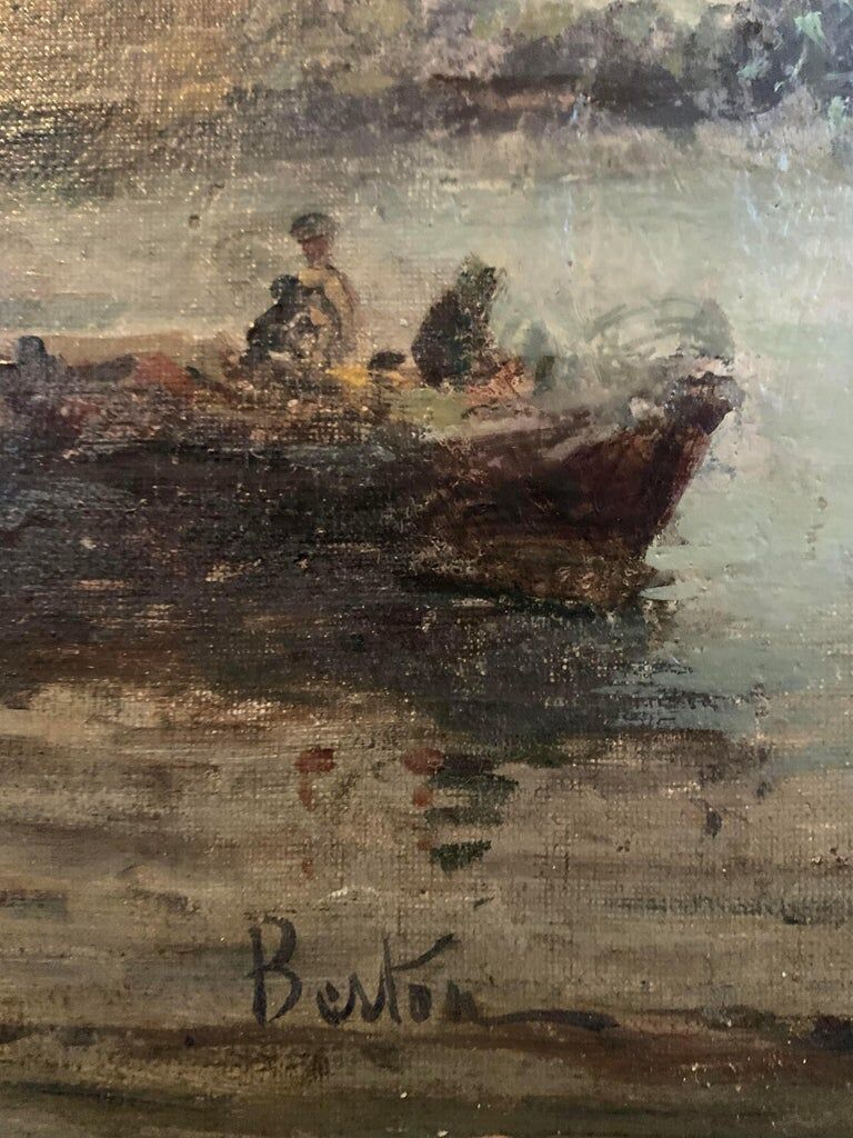 Breton, Marine, oil on canvas marouflée, nineteenth century