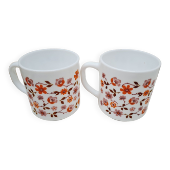 Paire mugs arcopal années 70