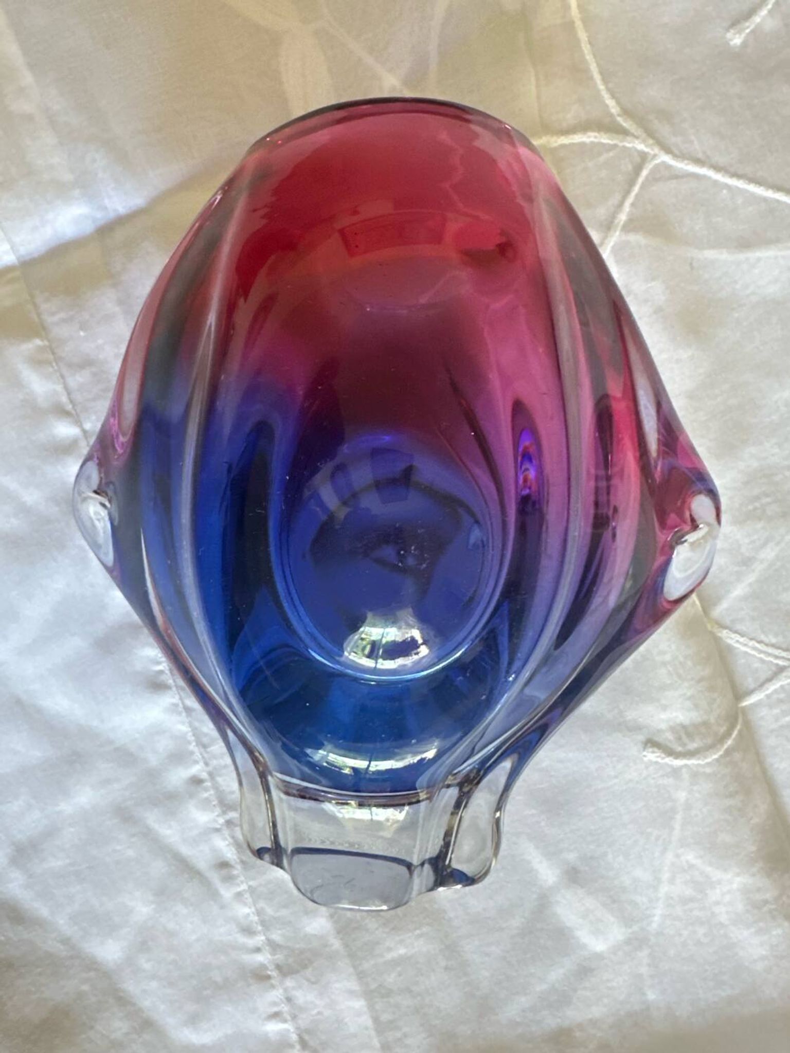 Small Bohemian Glass Vase by Josef Hospodka Vintage 1970s Czech