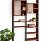 Modular Scandinavian library shelves - lacquered mahogany metal 1970