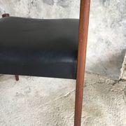 Pair of Scandinavian chairs Ameublement NF black imitation leather and teak - 1960