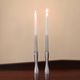 Pair of minimalist aluminium candlesticks in the style of Erika Pekkar.