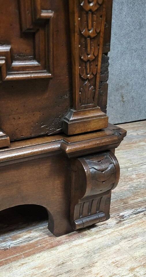 Walnut chest with rich Renaissance-style carvings, 17th century