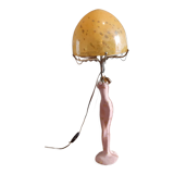 Art deco lamp golden metal and glass pate