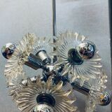 1970s german cosack sputnik dandelion hanging light chrome, glass