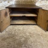 Vintage pathé vinyl record storage cabinet with 2 wooden compartments and hinged doors (wine)