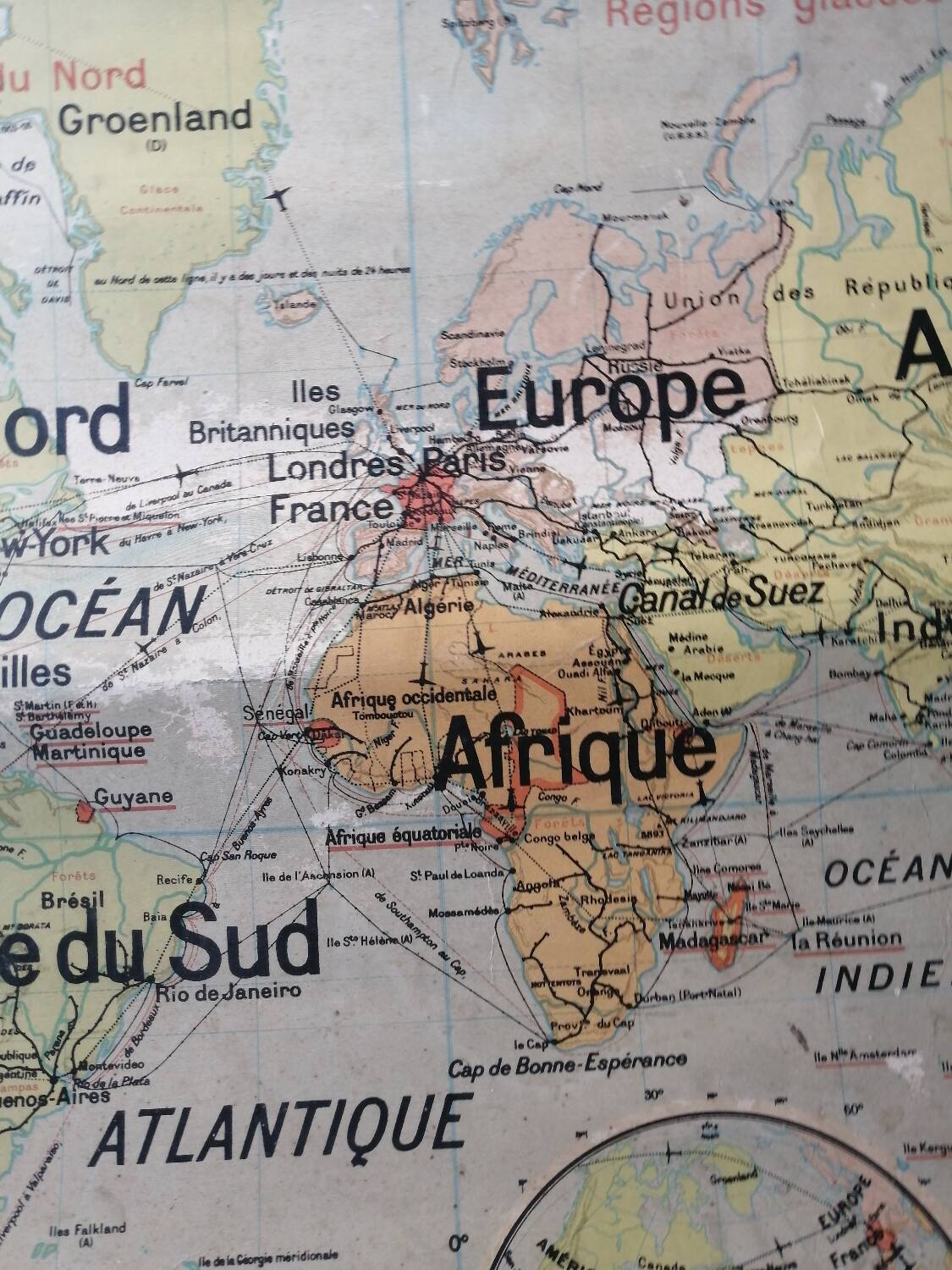 Old map Vidal Lablache 22 Community planisphere - 1950