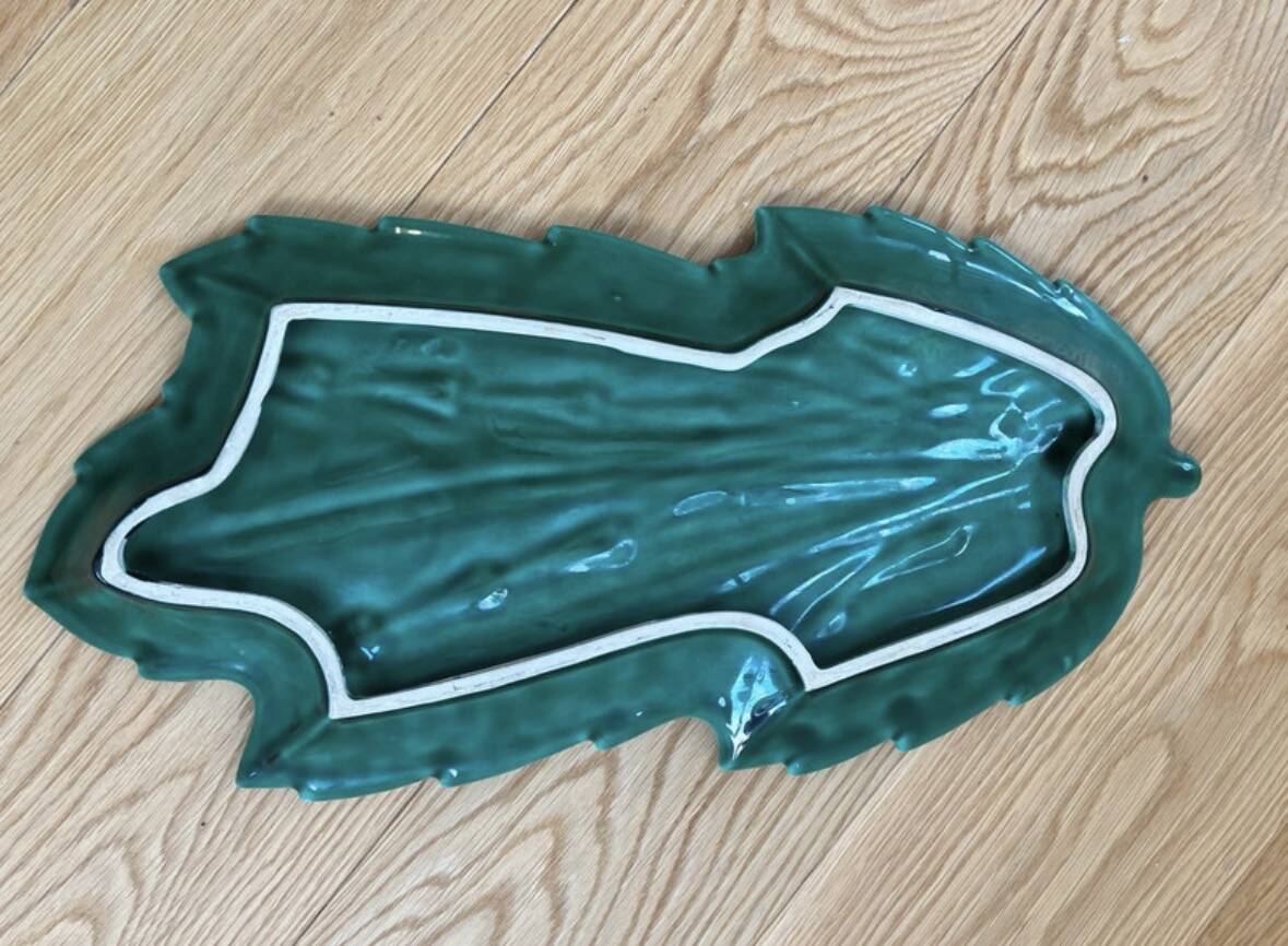 Long dish or platter in Vallauris style.