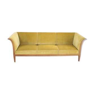 1940s Frits Henningsen Mahogany Three-Seat Sofa, Denmark