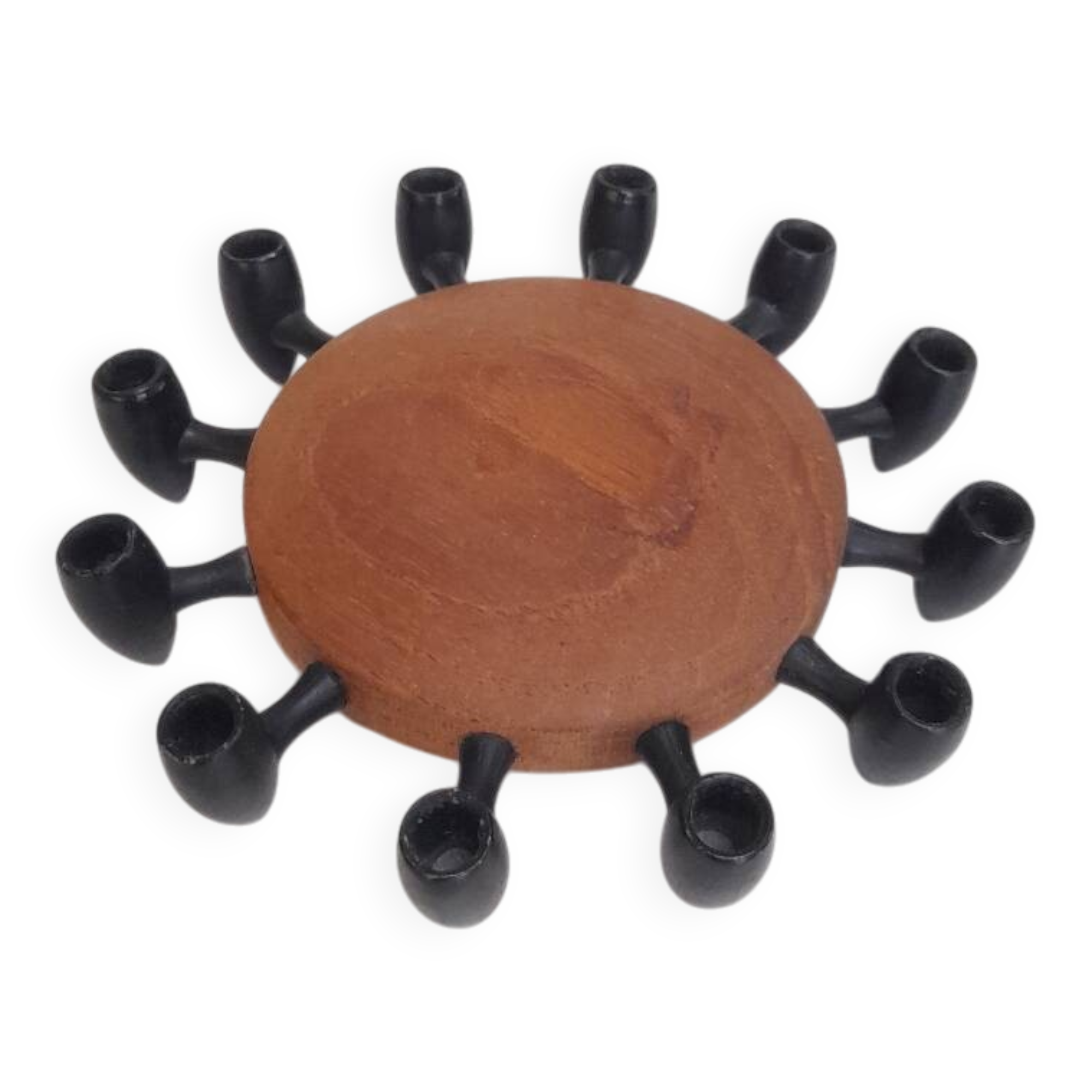 Digsmed teak and metal candle holder for 12 candles