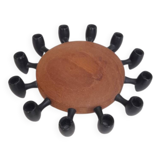 Digsmed teak and metal candle holder for 12 candles