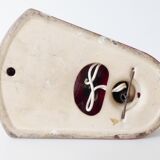 Exceptional ashtray lamp ceramic white and bordeaux 1950 vintage rockabilly 50's lamp