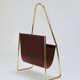 Porte-revues Carl Auböck II Midcentury, laiton et cuir marron, vintage, Autriche