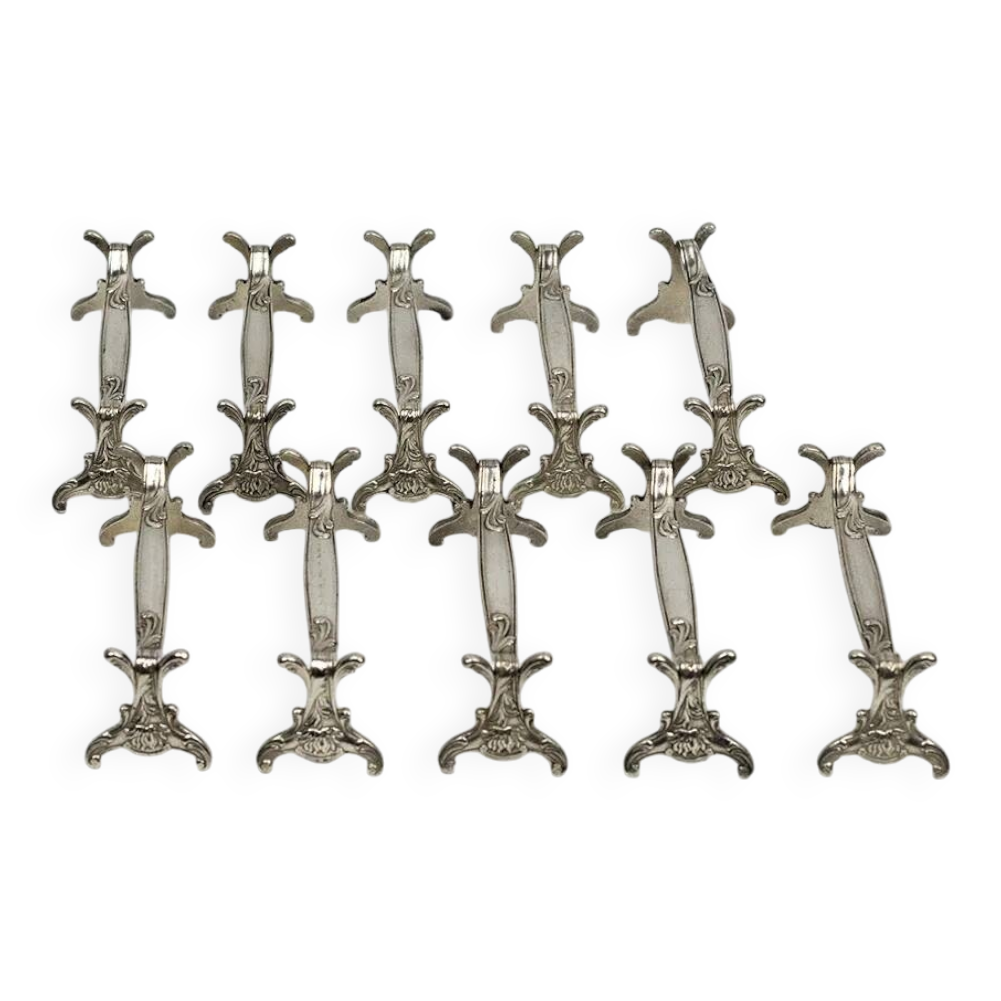 Christofle – Set of 10 Art Nouveau knife rests with chrysanthemum decoration