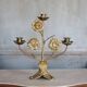 Brass candelabra with flowers, 3 candlesticks, church candle holder