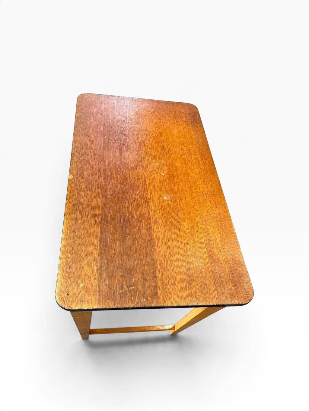 Vintage wooden desk with 3 drawers | 1960s retro style