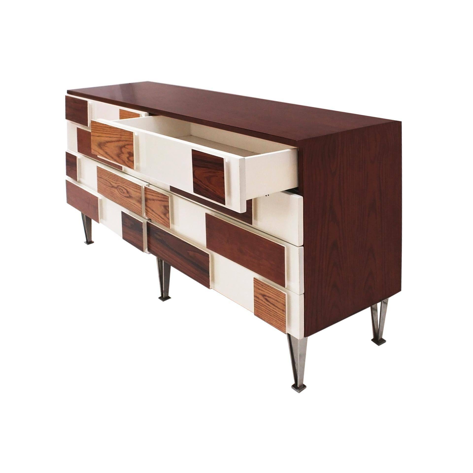 Italian Sideboard in Solid Wood with Steel Legs