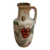 Glazed vase ceramic red flower W Germany vintage