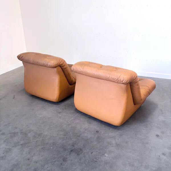 Ensemble de fauteuils en cuir vintage, années 1970