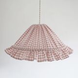 Emilia "small pink squares" conical textile suspension with flounce