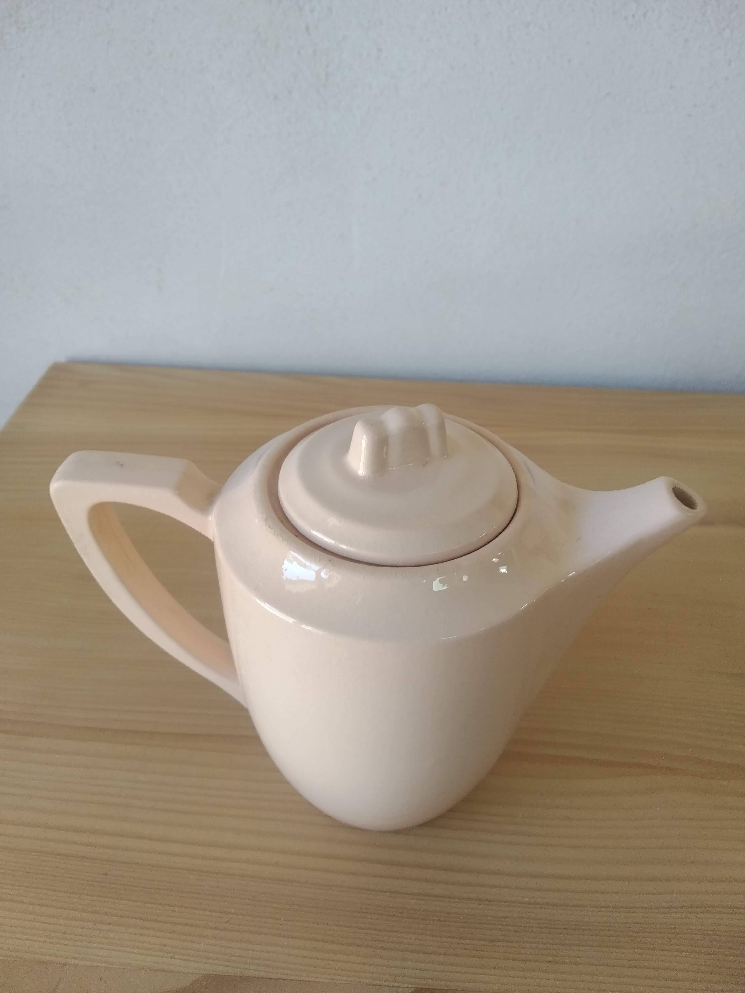 Cafetière ou théière Digoin Sarreguemines rose poudre