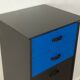 Commode postmoderne des années 1980, noire et bleue, vintage