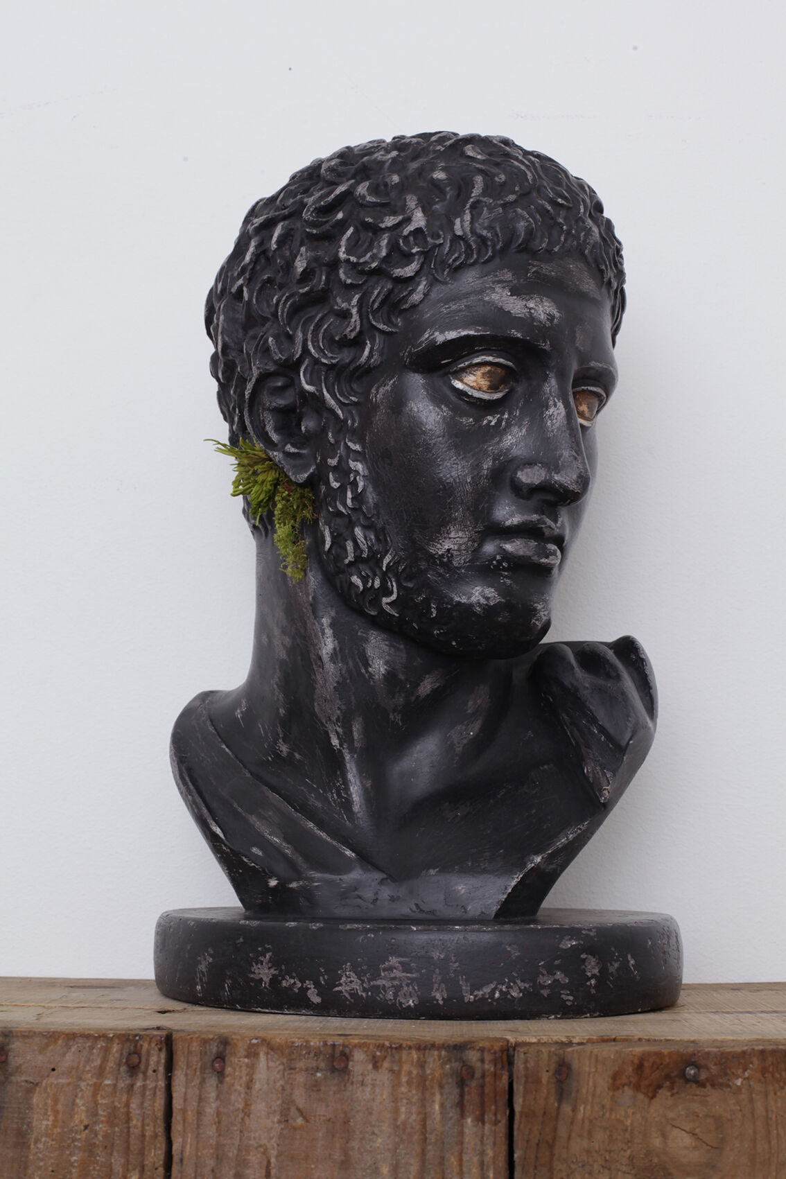 Greek head in waxed black plaster