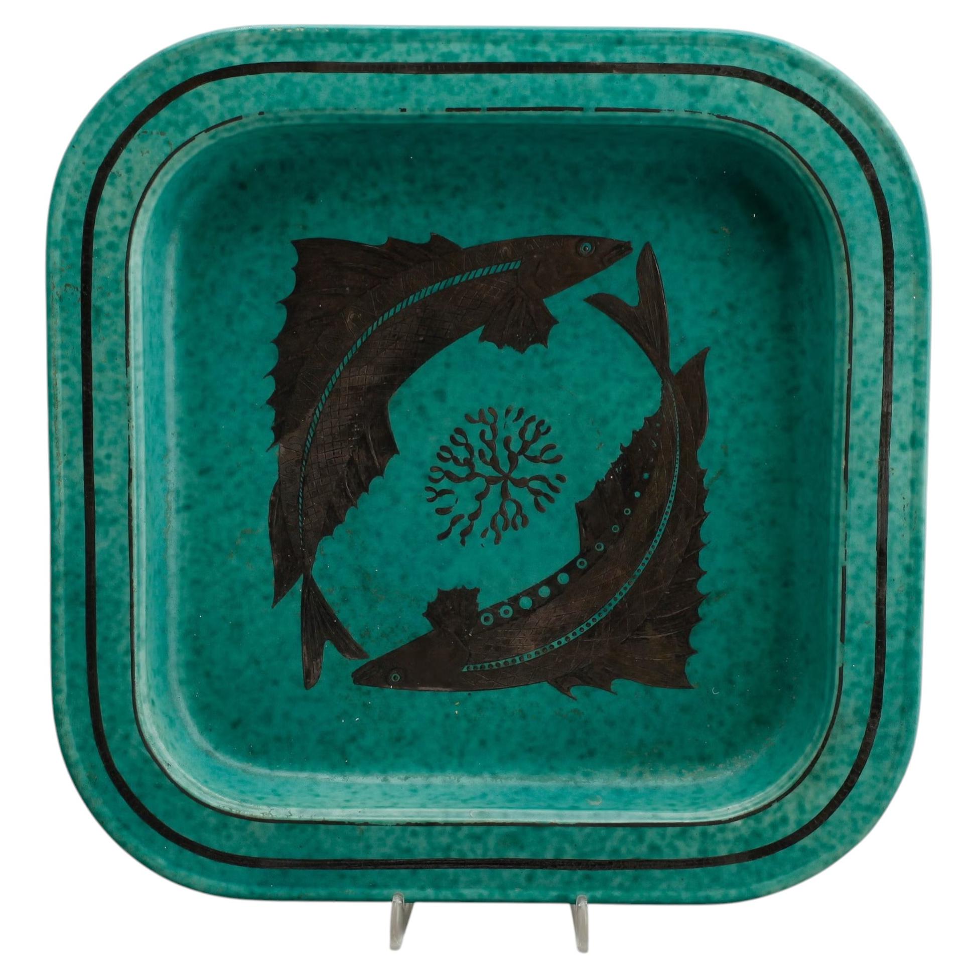 Wilhelm Kage plate in ceramic "Argenta" Gustavsberg Sweden 1950s. Marked.
