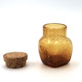 Amber bubble glass bonbonnière in the Biot style, 1970s.