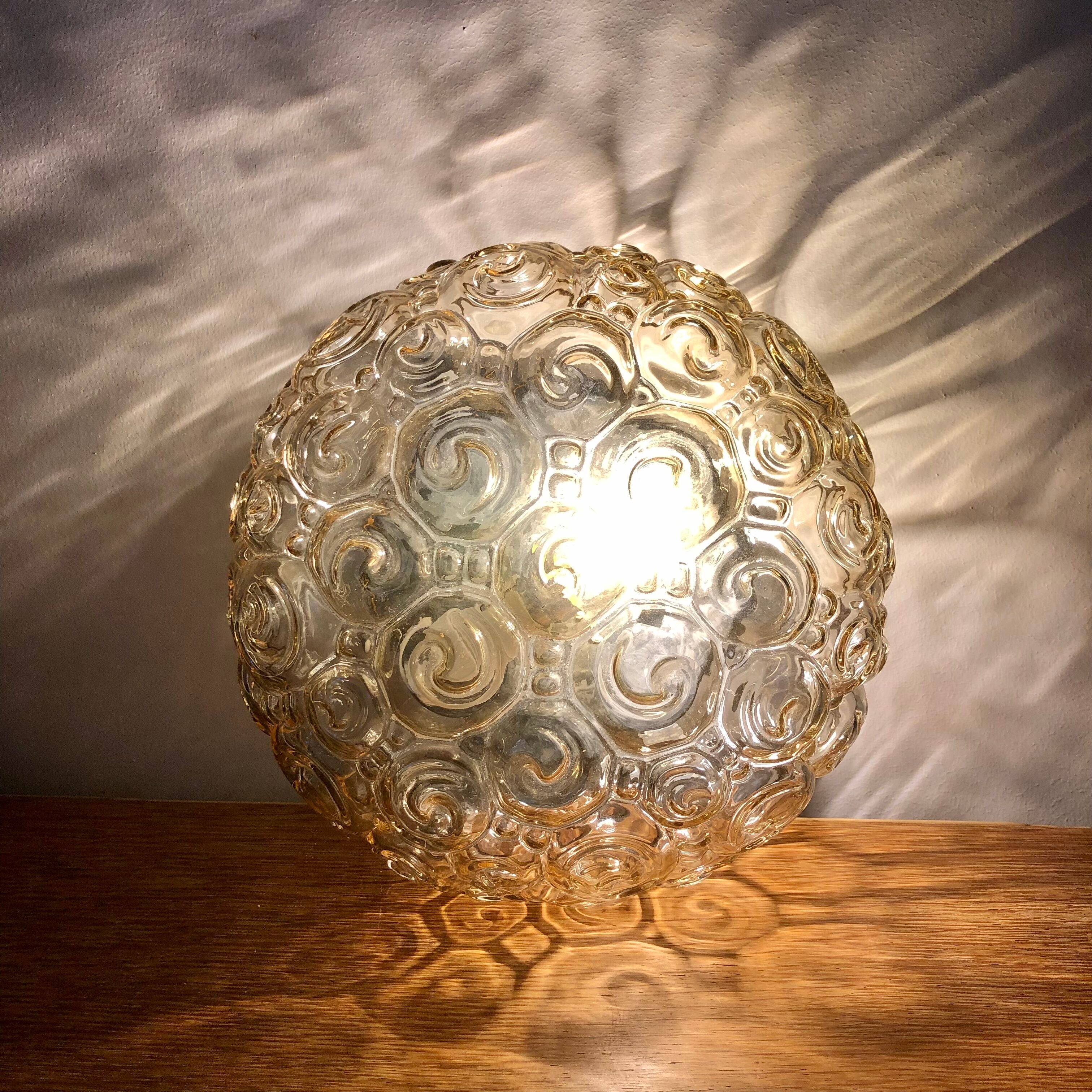 2 snail wall lamps amber glass by Helena Tynell 1960