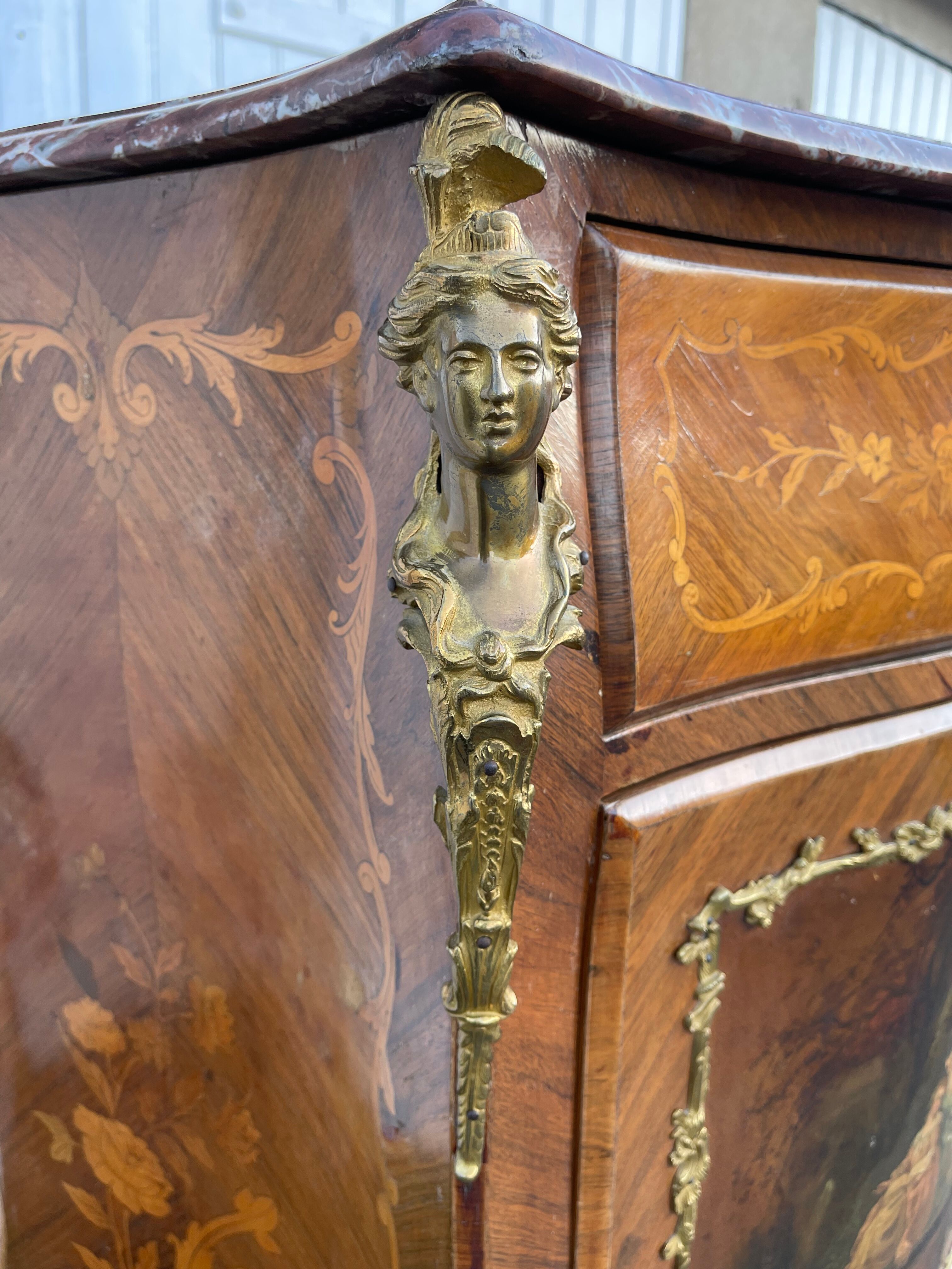 Secretary louis XV curved, varnish Martin, marquetry