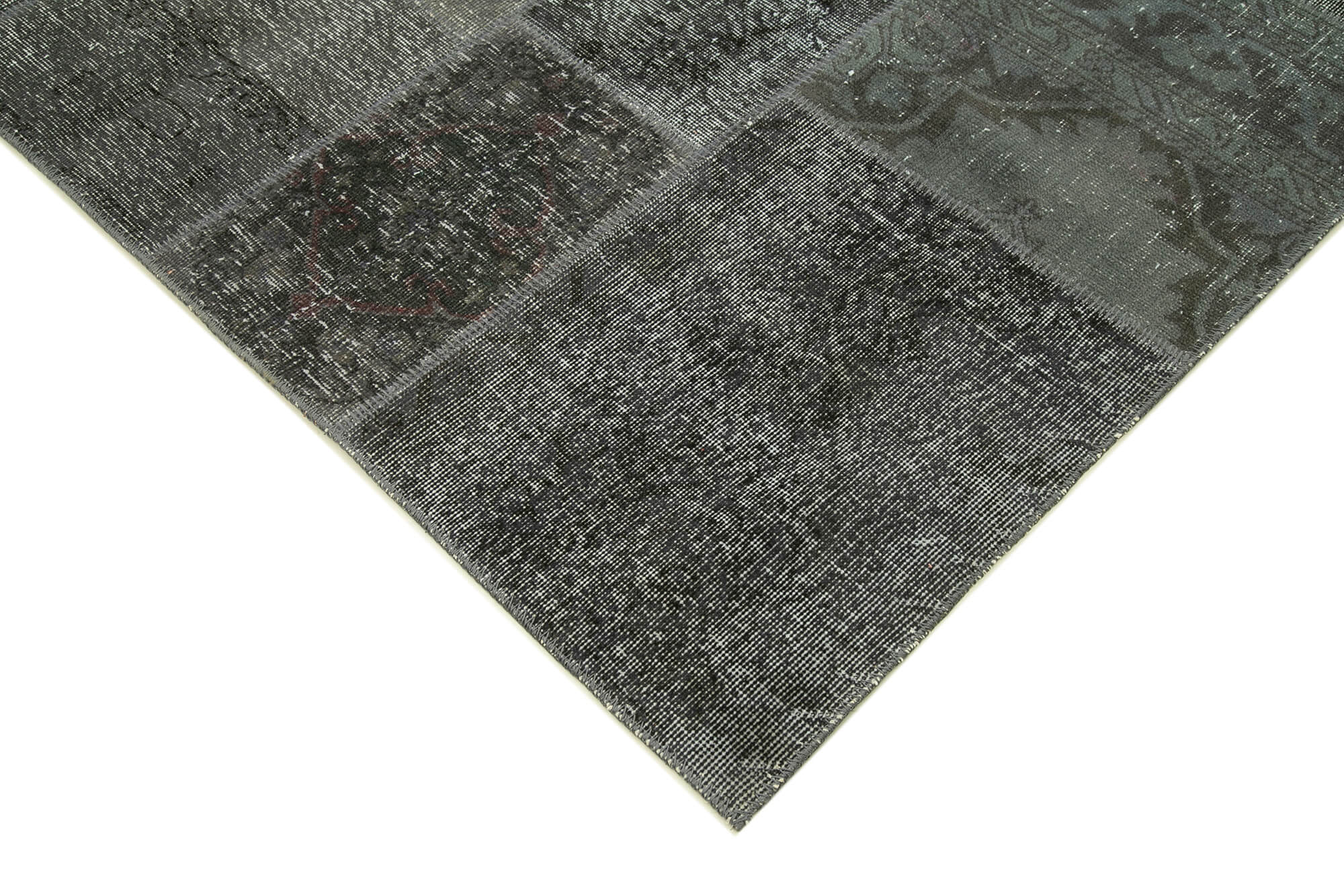 Hand-knotted oriental vintage 200 cm x 300 cm grey patchwork rug