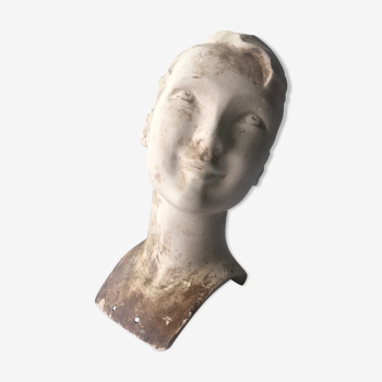 Old plaster head bust of mannequin 1930