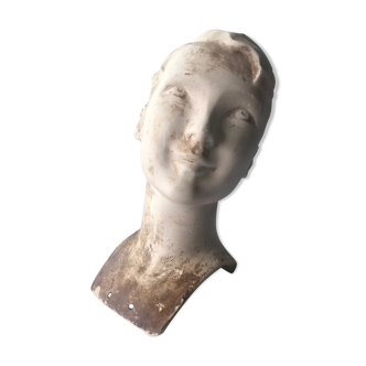 Old plaster head bust of mannequin 1930