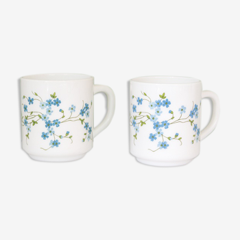 2 mugs arcopal veronica décor de myosotis