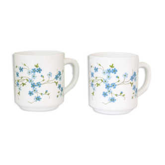 2 mugs arcopal veronica décor de myosotis